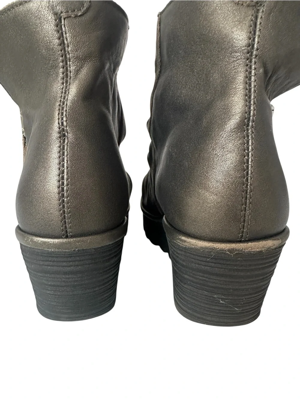 Fly London Yoxi Metallic Pewter Gold Wedge Ankle Boots EU 42